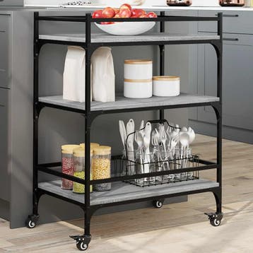 vidaXL Keukentrolley 65x40x86,5 cm bewerkt hout grijs sonoma, Verzenden, Nieuw