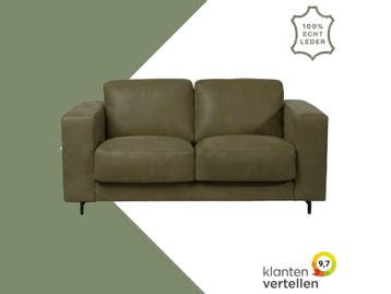 Leren bank Clear - 2 zits - Kenia Olive (olijf) - Poten, Ophalen of Verzenden