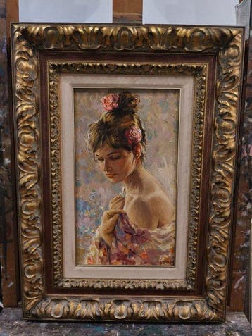 Escuela Realista Europea (XX) - Retrato de Dama, Antiek en Kunst