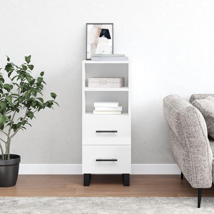 vidaXL Dressoir 34,5x34x90 cm bewerkt hout hoogglans wit, Huis en Inrichting, Kasten | Dressoirs, Nieuw, Verzenden