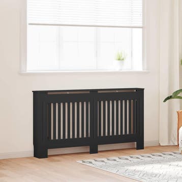 vidaXL Radiator Cover 2 st Zwart 152 x 19 x 81,5 cm Bewerkt, Verzenden