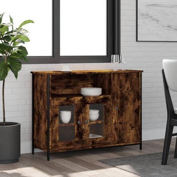 vidaXL Dressoir 100x35x75 cm bewerkt hout gerookt, Verzenden