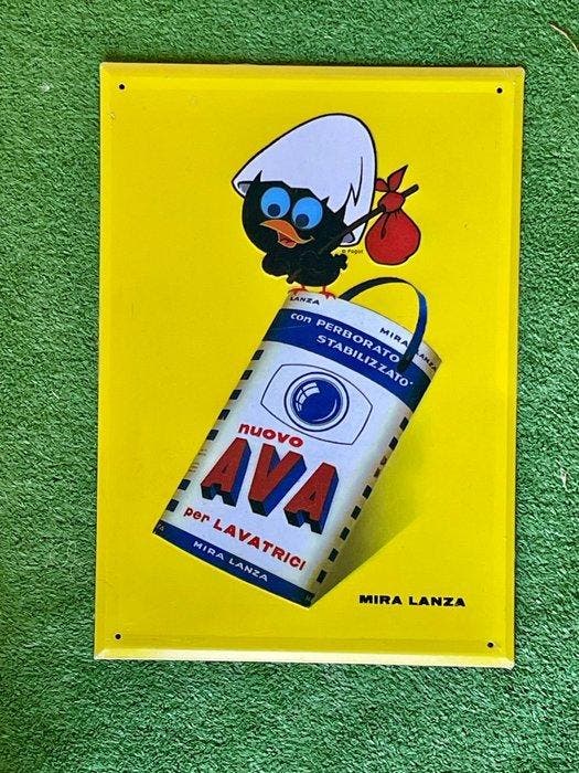 Metaal reclamebord AVA - met de legendarische Calimero, van, Antiquités & Art, Antiquités | Assiettes décoratives & Carrelages