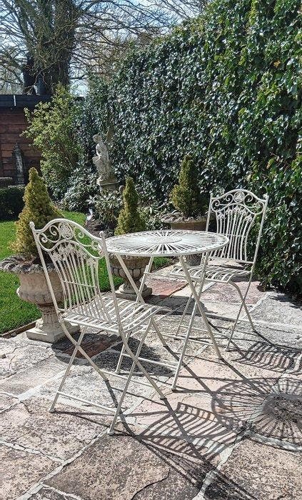 Tuinmeubelset (3) - tuinset brocante stijl inklapbaar -, Antiquités & Art, Curiosités & Brocante