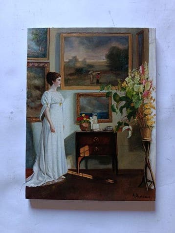 A. Della Valle (XX), da Carl Vilhelm - Interno con dama, Antiek en Kunst