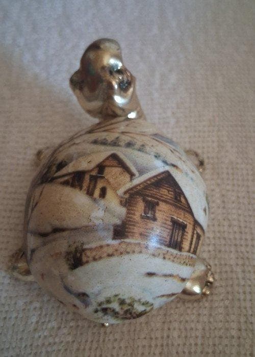 Figuur - Tartaruga laminato argento con guscio in vera, Antiek en Kunst, Antiek | Zilver en Goud