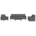 vidaXL 3-delige Loungeset stof donkergrijs, Verzenden, Nieuw