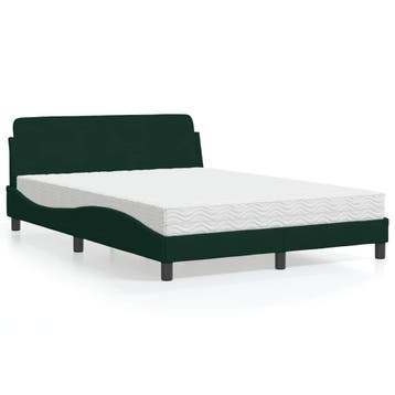 vidaXL Bed met matras Dover fluweel donkergroen 140x200 cm, Verzenden, Nieuw
