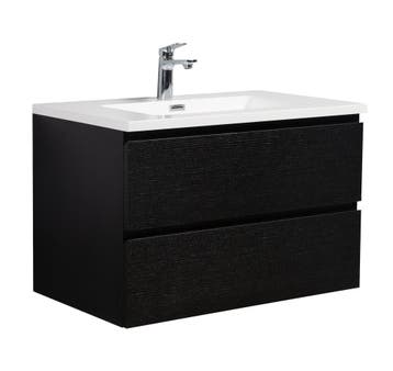 Badkamermeubel Set Angela 80cm Zwart Houtnerf  Badmeubel, Verzenden