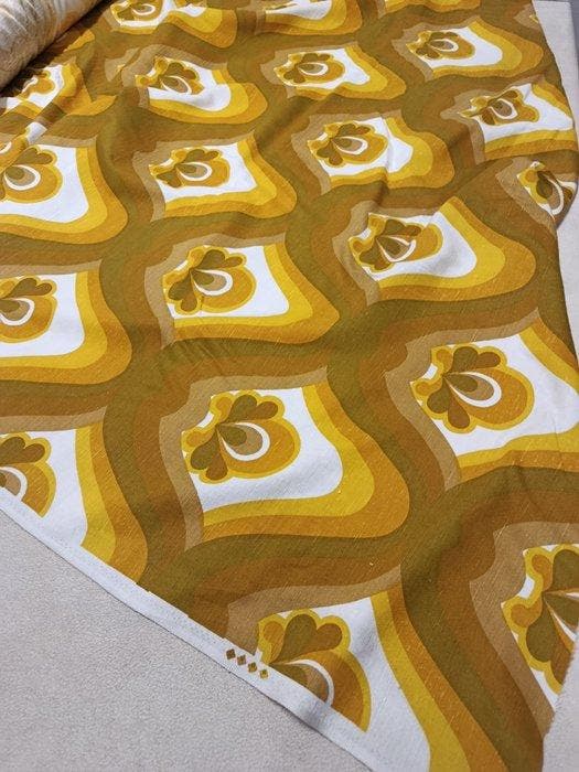 Stupendo tessuto vintage anni 70 - Meubelstof - 405 cm -, Antiek en Kunst, Antiek | Tapijten, Tafelkleden en Textiel