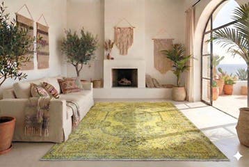 Geel vintage - Vloerkleed - 265 cm - 165 cm - met