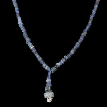 Oud-Romeins Donkerblauw glas Kralenketting (Zonder