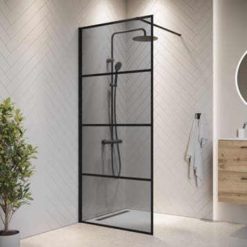 Douchewand Essos 50 x 200 cm Zwart – Inloopdouche 8 mm, Verzenden, Nieuw