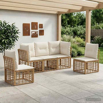vidaXL Buiten bank set Naturel Polyester, Verzenden, Nieuw