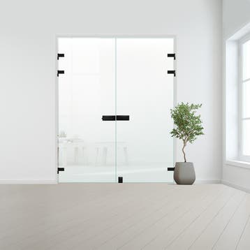 Glazen dubbele binnendeur XL voor opdek kozijn zwart beslag-, Doe-het-zelf en Bouw, Glas en Ramen, Verzenden, Nieuw