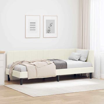 vidaXL Hoek Bed Frame Crème 80 x 200 cm Fluweel, Verzenden