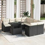 vidaXL Tuinbank Set met kussen met opslag 9 pcs Zwart poly, Verzenden, Nieuw