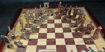 Jeu déchecs - Guerras Napoleónicas - Zinc, Cuivre, Bois