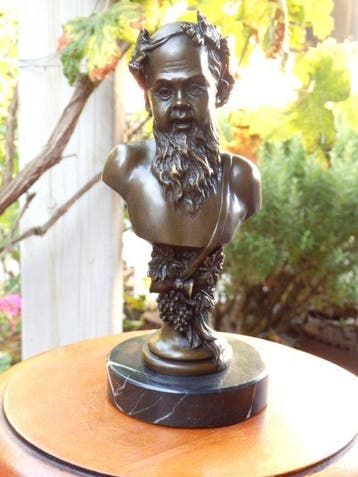 Sculpture, Fraai bronzen Sculptuur van Bacchus op marmeren