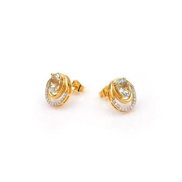 Oorstekers - 14 karaat Geel goud - 1.40ct. tw. Aquamarijn -