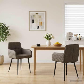 vidaXL Eetstoelen 2 st Kunst Suède Leer Donkergrijs, Verzenden, Nieuw
