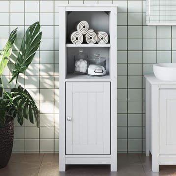 vidaXL Badkamerkast BERG 40x34x110 cm massief grenenhout wit, Verzenden