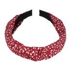 Haarband Diadeem 3cm – Knoop – Stippenprint Stof – Wit Rood, Nieuw