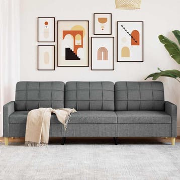vidaXL Driezitsbank / zetel 210 cm stof donkergrijs, Huis en Inrichting, Verzenden, Nieuw