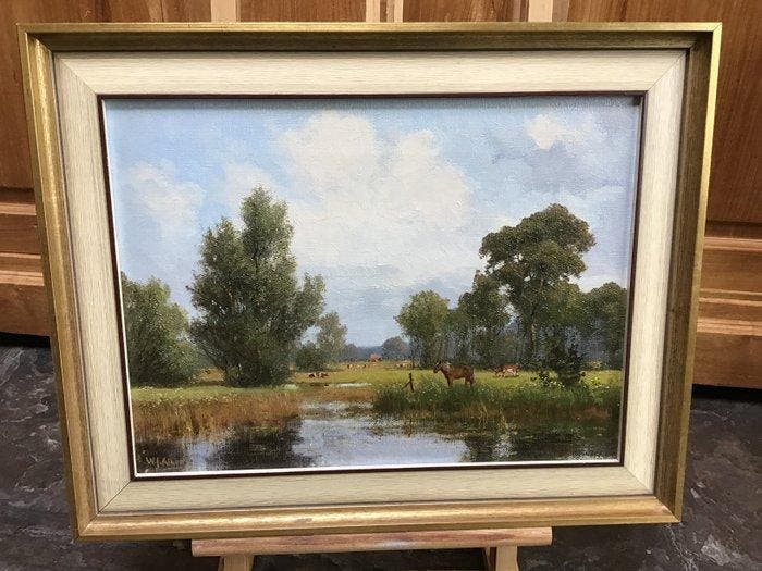 W.J. Alberts (1912-1990) - Paard en koeien in de wei, Antiek en Kunst, Kunst | Schilderijen | Klassiek