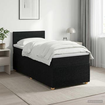 vidaXL Boxspringbed met matras met hoofdeinde Zwart 90 x 200, Verzenden