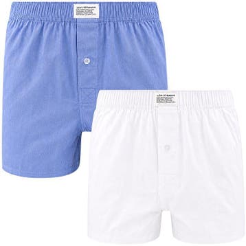 Levis Woven Boxershorts 2-Pack Blauw Wit maat M Heren, Kleding | Heren, Verzenden, Wit, Levi's, Boxer