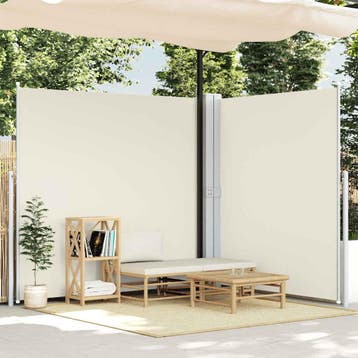 vidaXL Tuinscherm uittrekbaar dubbel 170x600 cm crème, Verzenden, Nieuw
