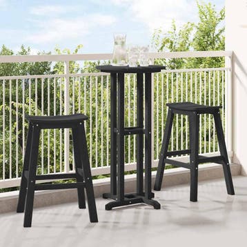 vidaXL Tuin Bar Set 3 st Zwart HDPE, Tuin en Terras, Verzenden, Nieuw