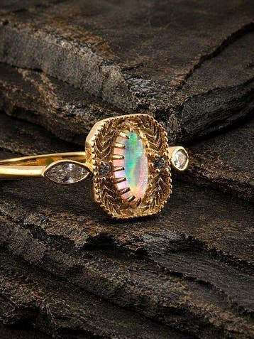 Ethereal Glow Opal Ring in goudvermeil 925 sterlingzilver -
