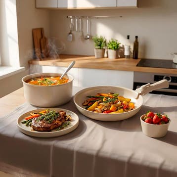 Keukenstartersset voor 6 personen met servies, Nieuw