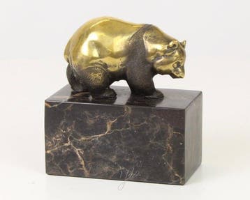 Statue, Lopende panda. Naar: Milo - 14 cm - Bronze, Marbre