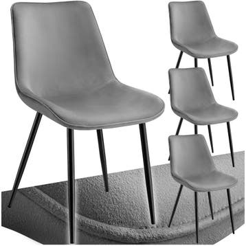 Set stoelen Monroe fluweellook - grijs, Set van 4, Huis en Inrichting, Verzenden, Nieuw