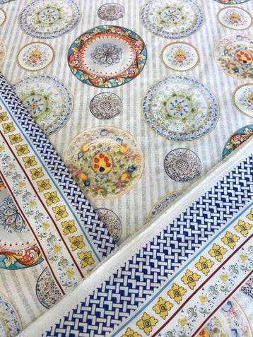 Meubeltextiel in mediterrane stijl en majolica-stijl, met