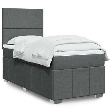 vidaXL Boxspring met matras stof donkergrijs 80x200 cm, Verzenden