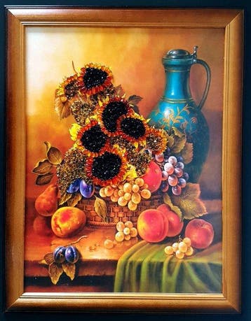 Barnsteen - Unique Baltic Amber Picture – Handcrafted Floral