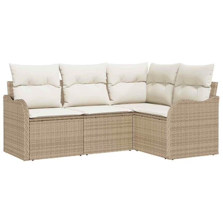 vidaXL Tuinbank Set 4 st Beige poly rattan, Tuin en Terras, Tuinsets en Loungesets, Nieuw, Verzenden
