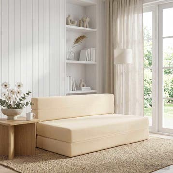vidaXL Vouwbare Sofa Bed Crèmekleurig 152 x 86,5 x 60 cm, Verzenden