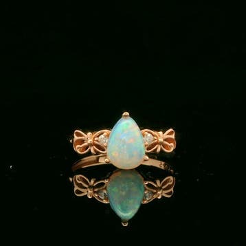 Opaal - Zilver, S925 Zilveren Opaal Ring met rozen-gouden