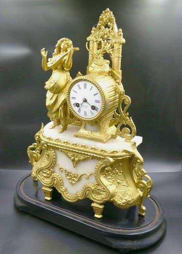 Figurale pendule - Ehrenbach - Albast, Zinklegering -, Antiquités & Art, Antiquités | Horloges