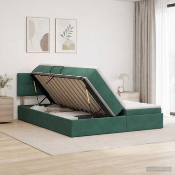 vidaXL LED opbergbed met matras Donkergroen 180 x 200 cm, Verzenden, Nieuw