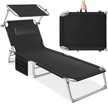 Ligbed Chloé 4-niveaus, met hoofdkussen - zwart, Tuin en Terras, Verzenden, Nieuw