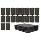 Geluidsinstallatie Met Compacte 100V Versterker En 18 Zwarte, Nieuw