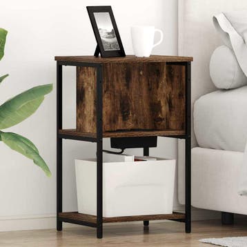 vidaXL Nachtkastje 2 st Rook Eiken 38 x 31 x 61 cm Bewerkt, Verzenden, Nieuw