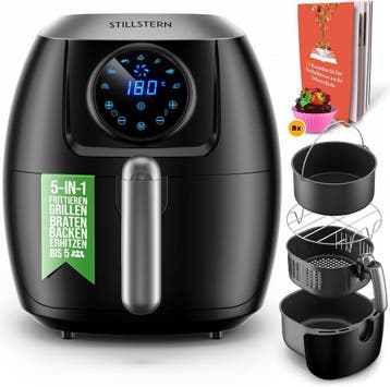 Airfryer - Heteluchtfriteuse - 5 Liter - 1800W - Zwart - Sti, Verzenden, Nieuw