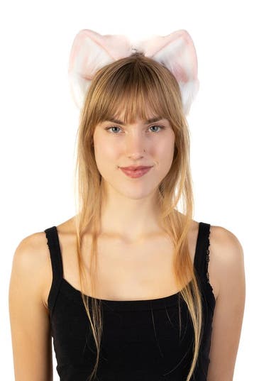 KIMU® Haarband Furry Oortjes Roze Wit Kat Poes Vos Diadeem D, Ophalen of Verzenden, Nieuw